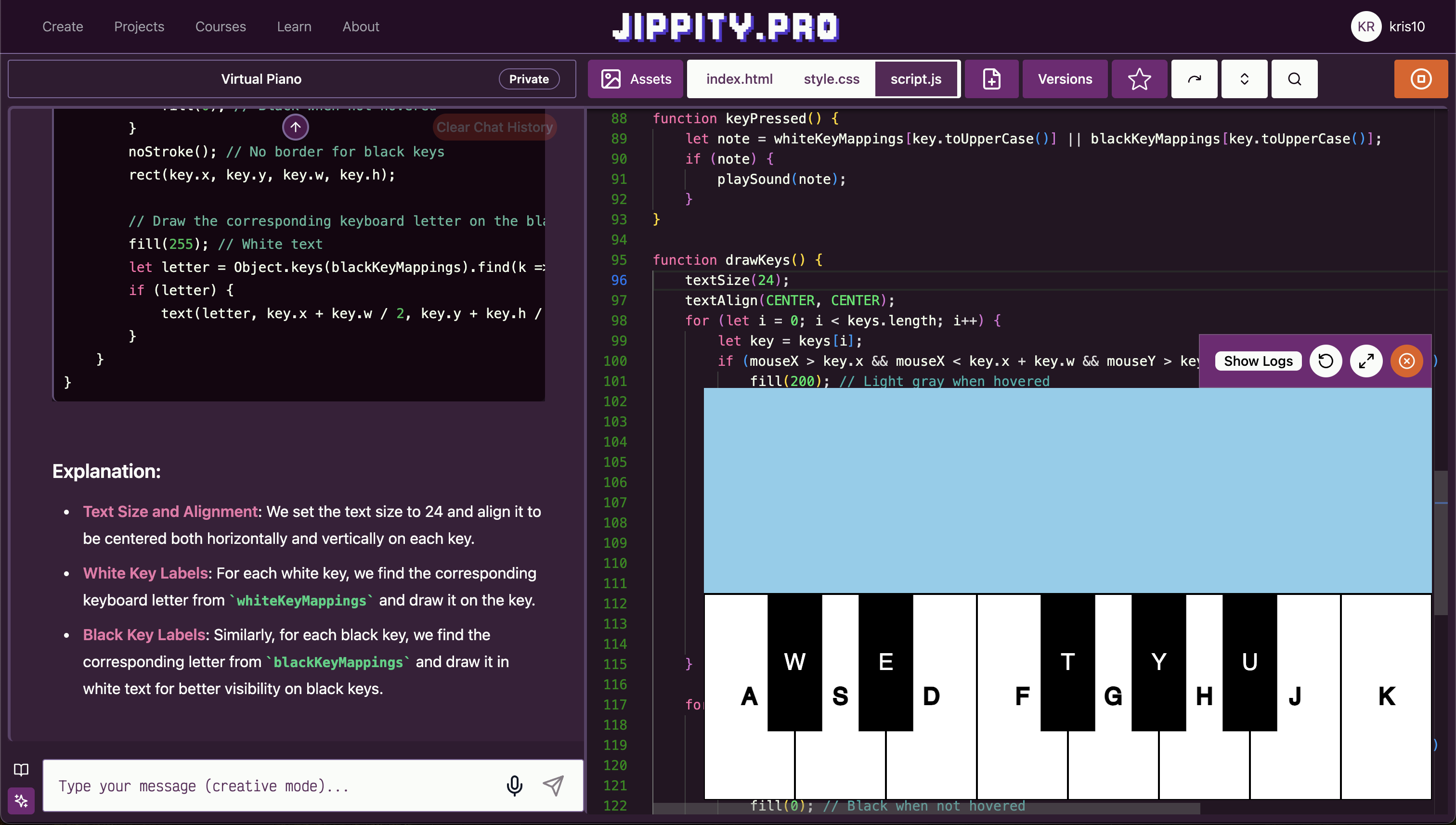 Piano Keyboard Letters